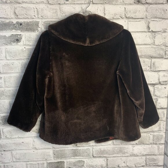 Vintage 1950s 60s MCM Chocolate Brown Faux Fur Teddy Coat - Picture 5 of 16